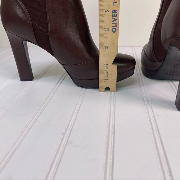 Via Spiga Tocarra brown leather platform ankle booties - Picture 9 of 14